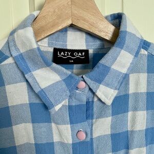 Lazy Oaf Light Blue and White Checkered Shirt